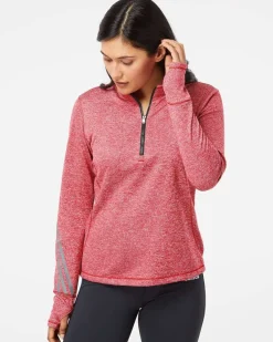 A285 - Women's Brushed Terry Heathered Quarter-Zip Pullover<Adidas New