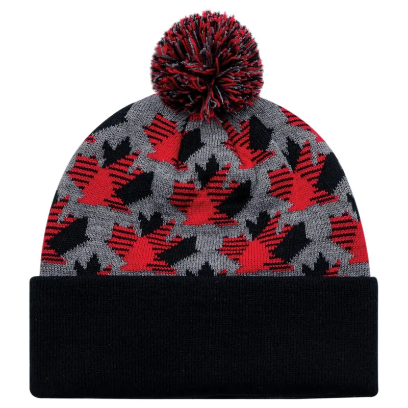 9R262M - Acrylic, Cuff Toque (Maple Leaf, Pom Pom 8cm)<AJM Sale
