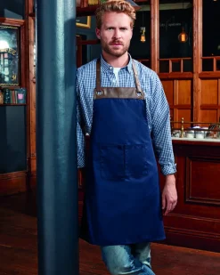 RP123 - Adjustable Faux Leather Trim Bib Apron<Artisan Collection by Reprime Discount