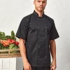RP664 - Unisex Studded Front Short-Sleeve Chef's Coat<Artisan Collection by Reprime Outlet