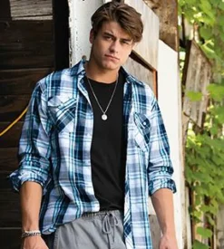 8202 - LONG SLEEVE PLAID PATTERN WOVEN<Burnside Online