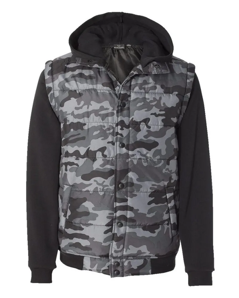 8701 - Nylon Vest with Fleece Sleeves<Burnside Clearance