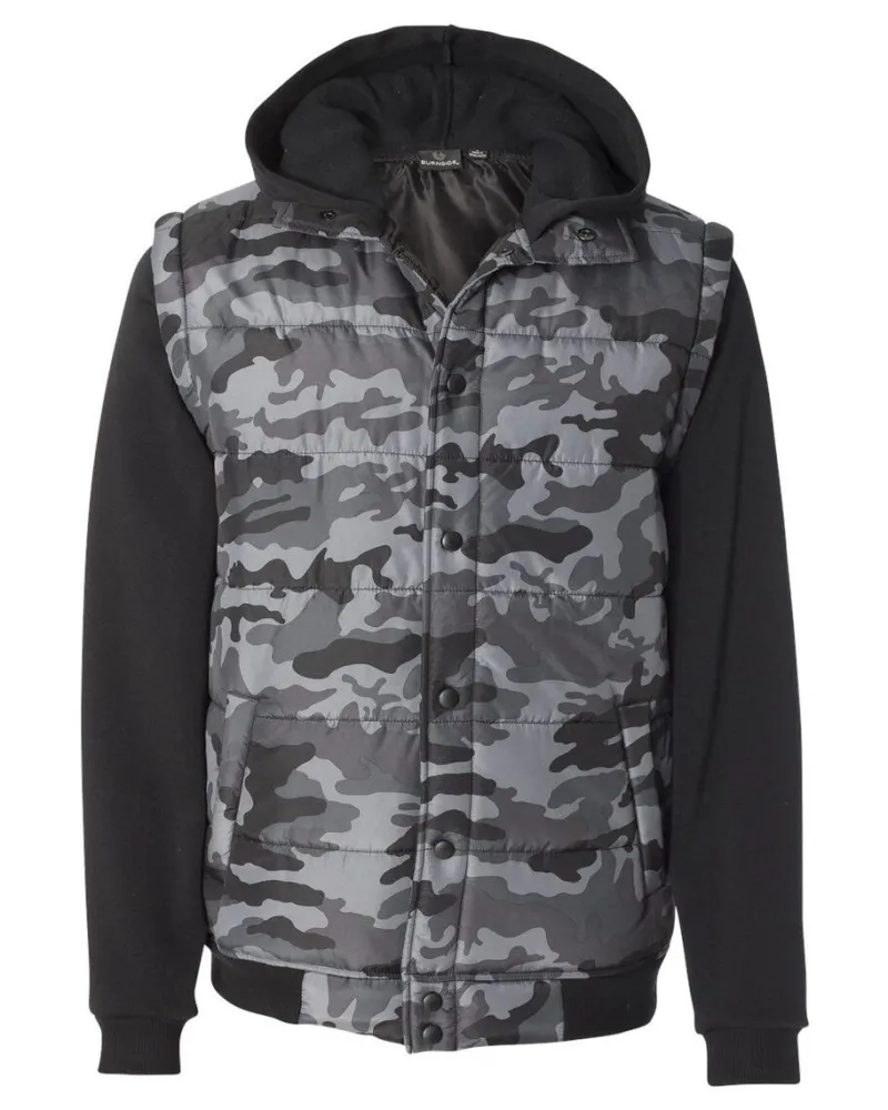 8701 - Nylon Vest with Fleece Sleeves<Burnside Clearance