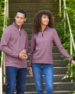 CE73W - Ladies Venture Heathered Stripe Quarter-Zip<Core365 Online