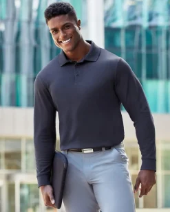 DG20L - Men's CrownLux Performance Plaited Long-Sleeve Polo<Devon & Jones Best