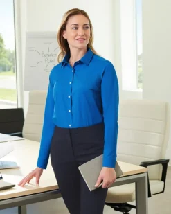 DG505W - CrownLux Performance® Ladies Spencer Poplin Shirt<Devon & Jones Discount