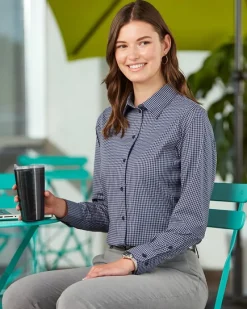 DG535W - Ladies CrownLux Performance Tonal Mini Check Shirt<Devon & Jones New