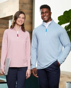 DG480W - Women's Performance Micro-Stripe Quarter-Zip Pullover<Devon & Jones Clearance