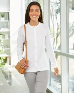 DP181W - Perfect Fit Ladies Ribbon Cardigan<Devon & Jones New