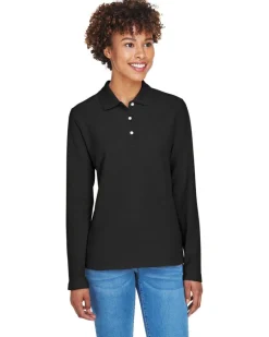 D110W - Ladies Pima Piqué Long-Sleeve Polo<Devon & Jones Online