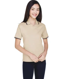 D140W - Ladies Tipped Perfect Pima Interlock Polo<Devon & Jones Best