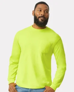2410 - Men's Premium Cotton Long Sleeve Shirt with Pocket<Gildan Hot
