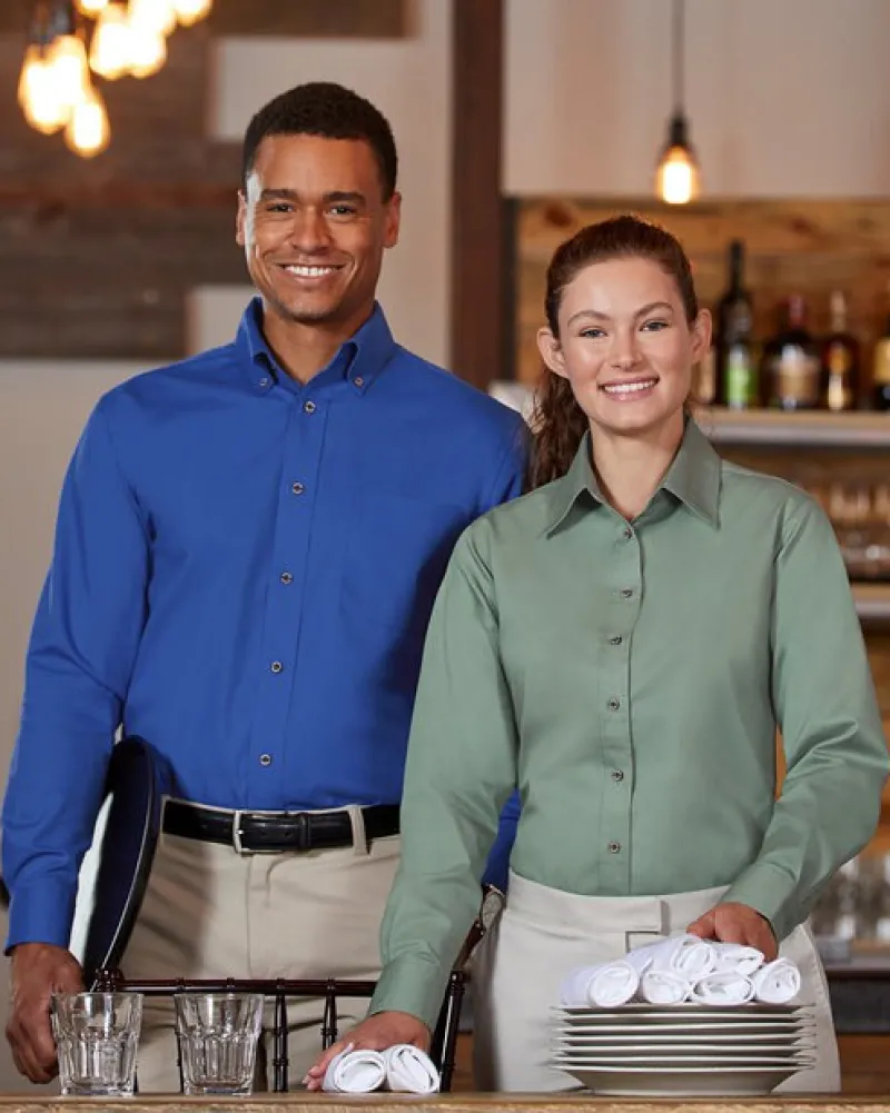 M500 - Men's Easy Blend Long-Sleeve Twill Shirt with Stain-Release<Harriton Sale