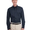 M581T - Men's Tall Cotton Twill Shirt with Teflon Protection<Harriton Clearance