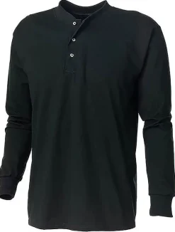 1202 - Long-Sleeve Henley Tee<King Athletics Clearance